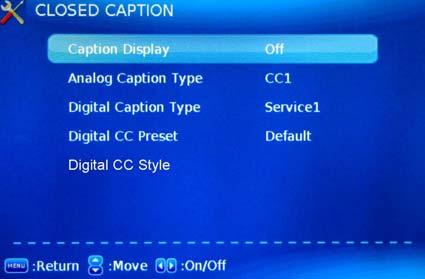 Analog Caption Type: Allow you to select the basic selection among: CC1, CC2, CC3, CC4, Text1, Text2, Text3 and Text4.