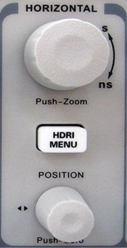 2.7 Horizontal System As follow Picture, there are one button and two knobs in the HORIZONTAL area. S/div knob Horizontal position knob Picture 2.