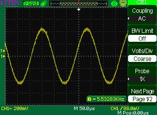 Note: The oscilloscope vertical response rolls off slowly above its bandwidth (60 MHz, 100 MHz), which depending on the model, or 20 MHz when the Bandwidth Limit option is set to On.