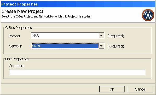 Installation Instructions 2) Select the C-Bus project you created in Toolkit, then select the network (Figure 40). Click OK.