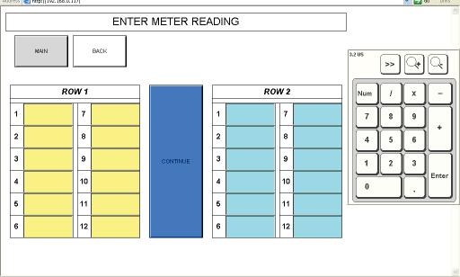 Tap Here To Enter Reading Using touch screen keypad to enter meter readings ABC (continued) 3.10 Begin Meter Readings Enter meter readings by selecting the station number of the meter location.