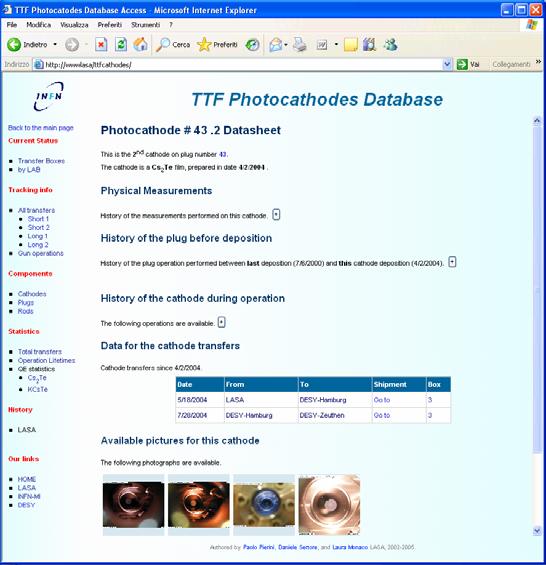 Production:The Photocathode Database Many of