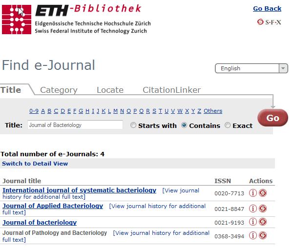ETH library Not all journals