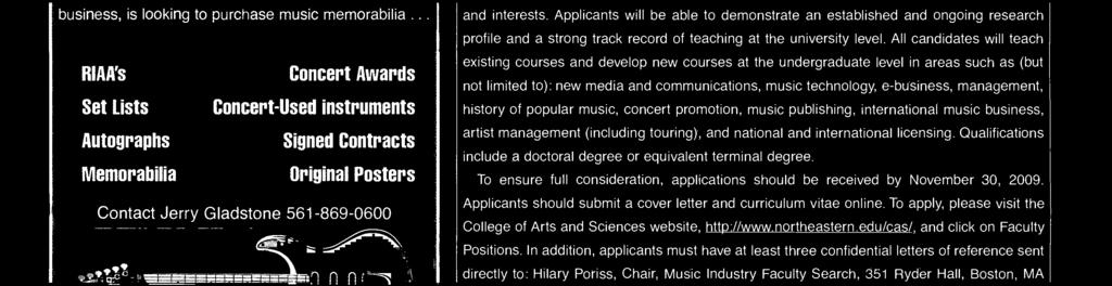 Music ndustry Faculty Search, 5 Ryder Hall, Bstn, MA 05. N ther materials shuld be sent directly t Prfessr Priss.