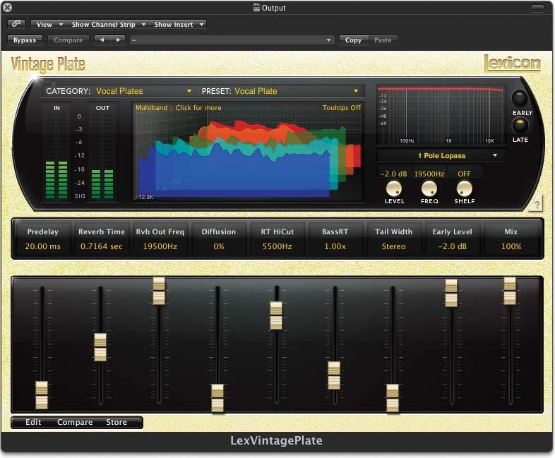Storing and Managing Presets When you load a Lexicon plug-in, the overall appearance may be something like this: You will notice that the Lexicon plug-in (with the gold border) is embedded within a