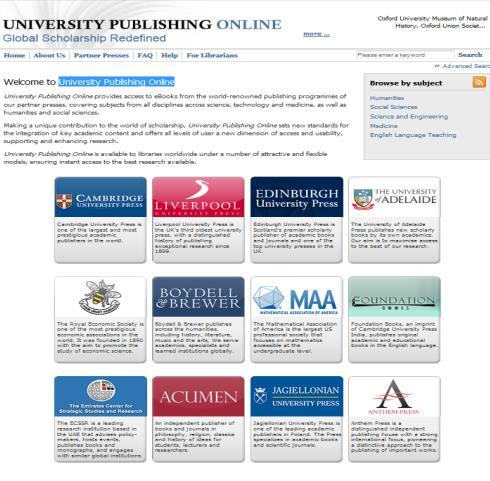 CAMBRIDGE UNIVERSITY PRESS E-BOOKS Combines a range of products from CUP,