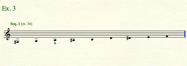 In this range Donatoni builds a path in which two consecutive jump of semitone and 3rd minor (2d augm) follow a series of 4 chromatic semitones.