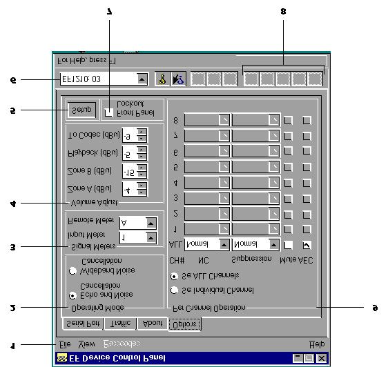 THE EF1210 OPTIONS PAGE THE EF1210 OPTIONS PAGE Figure 22. EF1210 Options Page on EFPanel 1. FILE MENU. This menu gives you options to load and save different saved configurations.
