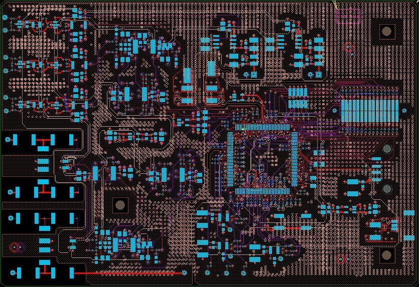 III. PCB CIRCUIT DESIGN The Adaptive ECG Hardware consists of a 6 layer PCB (Printed Circuit Board). The board contains 417 components and measures 3.7 x 5.4 inches.