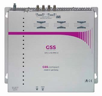 GSS.compact GSS.compact STC 4-16 IPM CI The GSS.compact model STC 4-16 IPM CI converts 16 DVB-S2 signals to 16 MPTS streams for the infeed in a IPTV network.