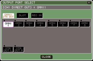 Directly outputting an INPUT channel 4 Move the cursor to the port select popup button, and press the [ENTER] key.