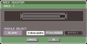 In the VIRTUAL RACK screen you can mount GEQ or effects, and make input/output settings.