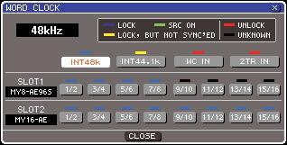 LOCK, BUT NOT SYNC ED (yellow) A valid clock is being input, but is not synchronized with the selected clock source.