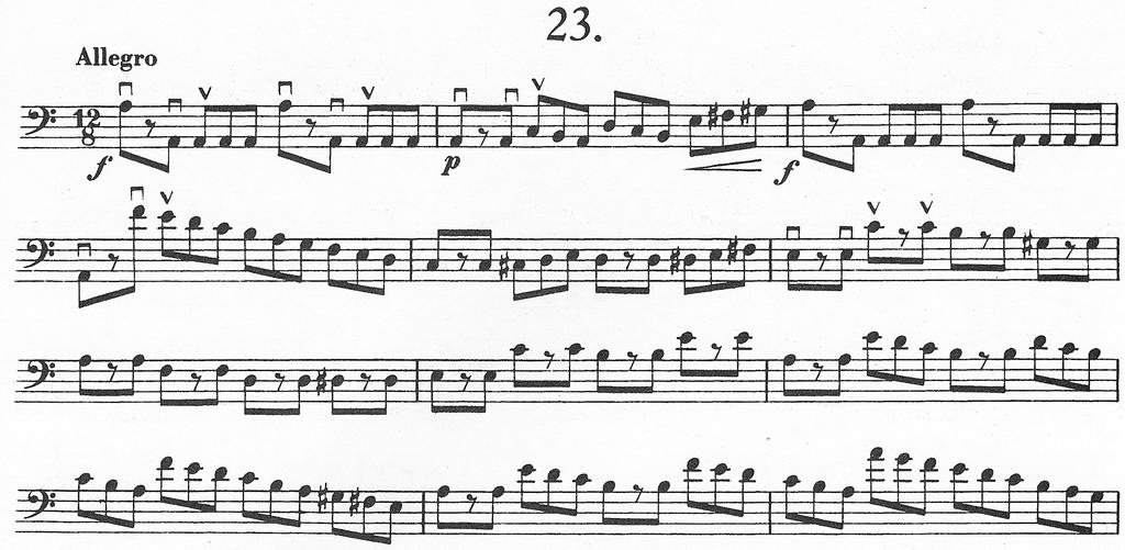 Wilhelm Sturm has composed several etudes ased upon orchestral repertoire, some implicitly, such as No. 2 (Fig. 9) eing closely related to Mendelssohn Symphony No. 4 and others overtly, such as No.