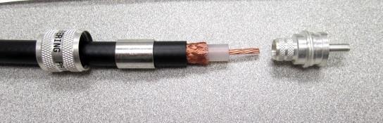 Prepare the coaxial cable per the dimensions in the chart on page 4.
