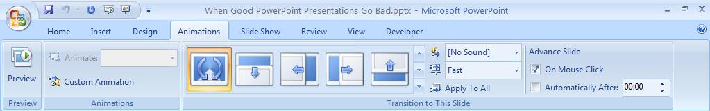 b. Transitions are available in the Animations tab. 8.
