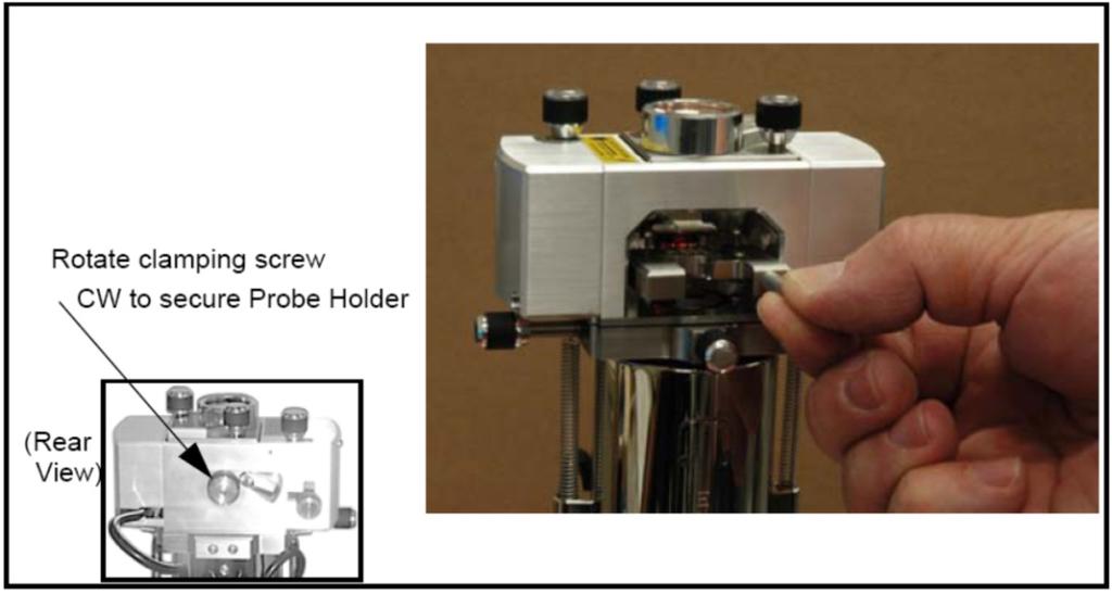 Figure 12 Install probe-holder in head without touching the sample 2.