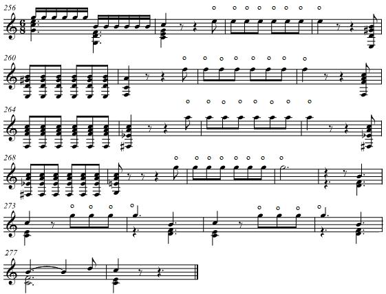115 Example 5.52. Fernando Sor, Sonata in C, Op. 25, mvt. 2, mm. 256-278. III.