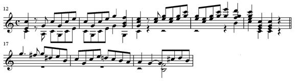 152 Then the forceful passage near the end of the main theme restores energy that is missing in the previous part (Ex. 5.84). His transition starts in measure 17.