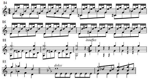 67 closure, which is eventually attained in measure 88 (Ex. 5.6). Then, a short closing passage further reinforces the new key with G major chords, and the exposition ending in measure 90. Example 5.