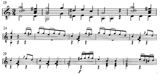 measures 25 to 30. Yates points out that this retransition has a thematic reference from the beginning of the second subject in the first movement (Ex. 5.24).