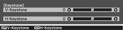 Basi Operations Correting Keystone Distortion (H/V-Keystone) You an use the buttons on the ontrol panel to orret keystone distortion.