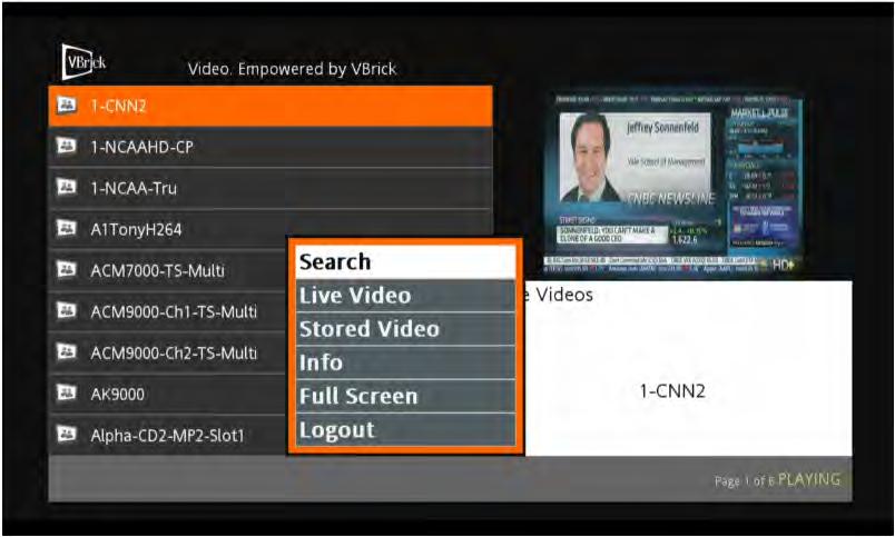 Figure 7. Portal Server Mode Configuring a Direct Connection If configured with a direct connection the TV monitor will display one stream from a connected VBrick H.264 appliance in full screen mode.