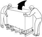 The packing box is attached to the pallet with fasteners. Slide a flat head screw driver between the box and pallet.