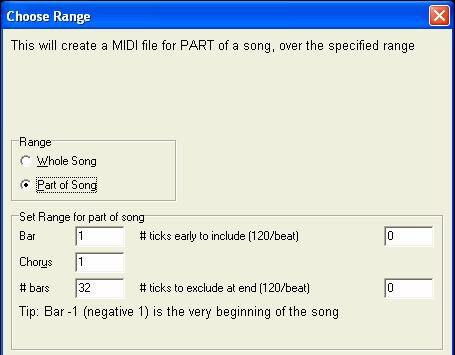 For example, you could select Chorus #2 if that is the chorus that you want. The resultant MIDI file will be made from the selected range.