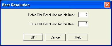 Setting the Treble Clef Resolution for this beat to 5 allows a group of five notes to be placed on one beat. Tip: Although you can edit any track (e.g., Bass track), your edits to Band-in-a-Box instrument parts will be lost if you press [Play] and the song arrangement is regenerated.