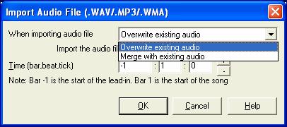 Chapter 10: Working With Audio Notice the Audio label at the top right of the screen, beside the Thru part setting. Clicking on the Audio label launches the Audio Playback settings dialog.