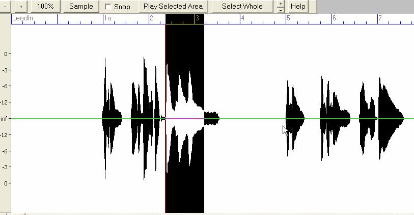 Using the Half-Speed Audio feature to help you transcribe a piece of music. Once you open the Audio file, open the Audio window and you can see the audio data on the track.