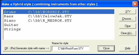 The import features in the StyleMaker make it possible to assemble an entirely new style from existing styles, or to import patterns from favorite MIDI files.