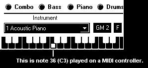 Type the MIDI note numbers for the various instruments as you find them on your drum machine or keyboard. Press the [Save] button to save the kit as MYSETUP.DK.