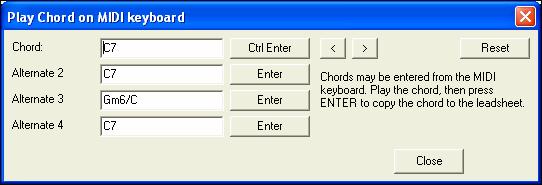 Chord Builder submenu Chord Builder Allows you to build up chords using mouse clicks. Play Current Chordsheet Chord This function plays the current chord on the chordsheet.