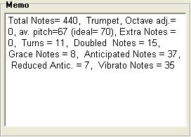 The Embellisher Memo describes the current embellishment, with statistics counting the number of embellished notes. You can save/load your own presets for the Embellisher.