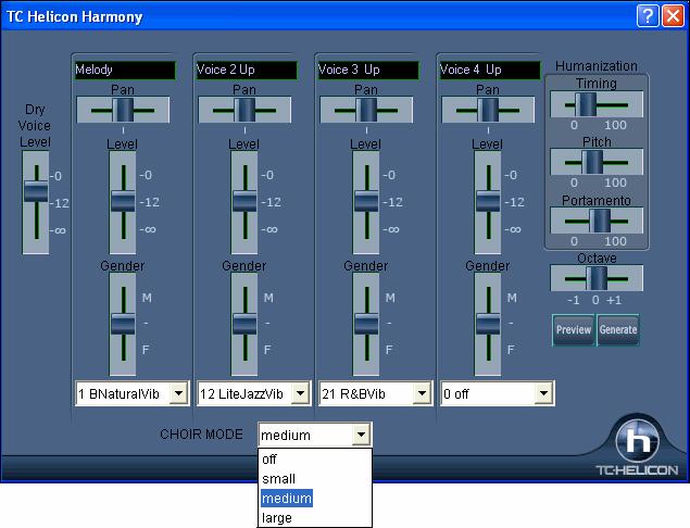 Band-in-a-Box generates the harmonies using the world-leading TC-Helicon Vocal Technologies engine.