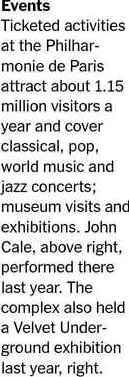 visits and exhibitions. John Cale, above right, performed there last year.