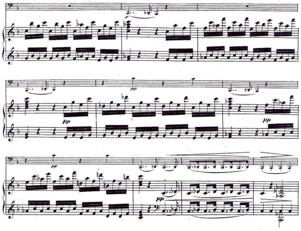 48 fragmentation of the core model (cello part: mm.196, 198, 200 and 202-203), which originally came from the basic idea of the main theme.
