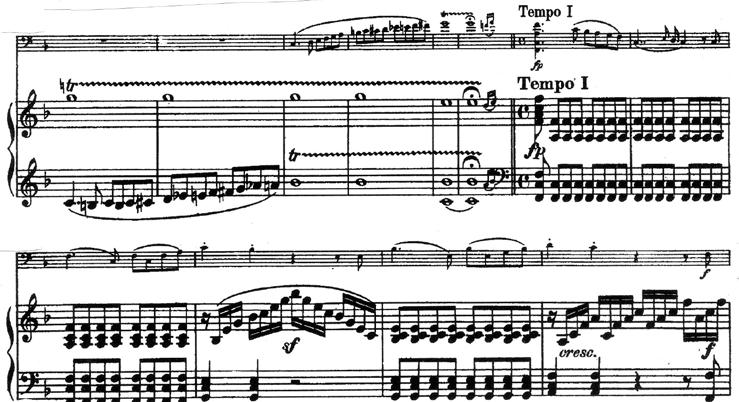After the sparkling Presto that has fast scales and trills, at Tempo I, the last section of the movement starts with the main theme s basic idea (see Figure 28)
