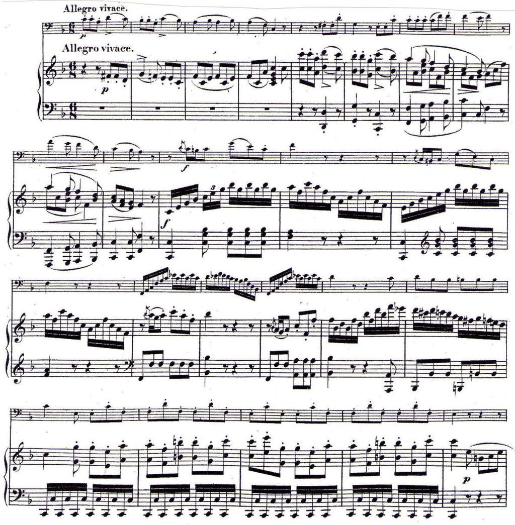 61 elegant and bouncy. Figure 29. Beethoven s Sonata for Cello and Piano Op. 5, No. 1, 2 nd movement, mm. 1-24 Main theme: period (antecedent: mm. 1-4 and consequent: mm.