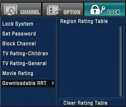Use / to select Downloadable-RRT then press or ENTER. to select rating item then press or ENTER. 4. In Categorical rating use ENTER to select rating. In Ordinal rating use / to select rating.