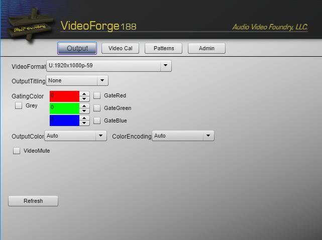VideoForge Browser-Based User Interface Tabs: Figure 2. VideoForge HDMI browser-based user interface. Output The Output page gives full control over the VideoForge HDMI output formats.