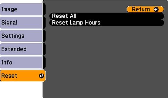 Related tasks Resetting the Lamp Timer Resetting the Lamp Timer You must reset the lamp timer after replacing the projector's lamp to clear the lamp replacement message and to keep track of lamp
