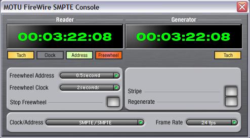 CHAPTER 11 MOTU SMPTE Console OVERVIEW The 828mkII can resolve to SMPTE time code, without a dedicated synchronizer. It can also serve as a SMPTE time code generator.
