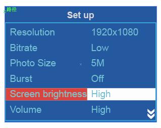 Screen Brightness Screen Brightness has three options of High, Medium and Low.