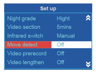 IR Switching After turned on, in the viewfinder preview mode, press the Menu key to enter the parameter setting page, go to the IR switching mood which includes automatic and manual modes.