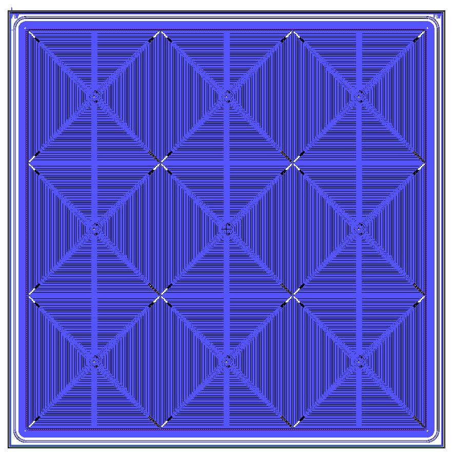Monolithic array of 3x3 SDDs and CUBEs 5.8cm active area (85% of chip area) Bias through the punch through mechanism 6 mm 6 mm 3 x 4 3 x 4 3.5 x 4 C o unts.5.5 3.9 ev C ounts.5.5 4.8 ev C o unts 3.5.5 3.6 ev.
