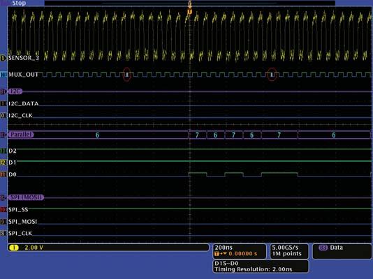 had used this method in the past, he knew that a properly configured MSO Series oscilloscope connected to all the signals of interest could find the error in considerably less time.