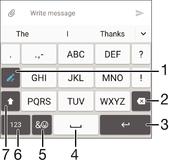 Pentru a introduce text utilizând funcţia de introducere prin gesturi 1 Când este afişată tastatura de pe ecran, deplasaţi degetul de la o literă la alta pentru a trasa cuvântul pe care doriţi să îl